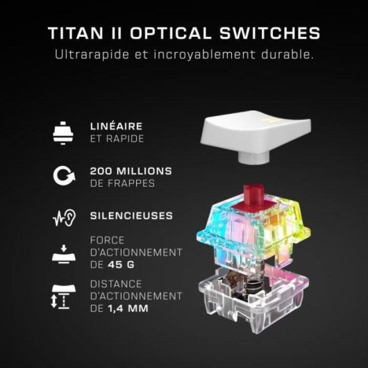Clavier Turtle Beach Vulcan II Mini Optique Sans Fil Blanc AZERTY