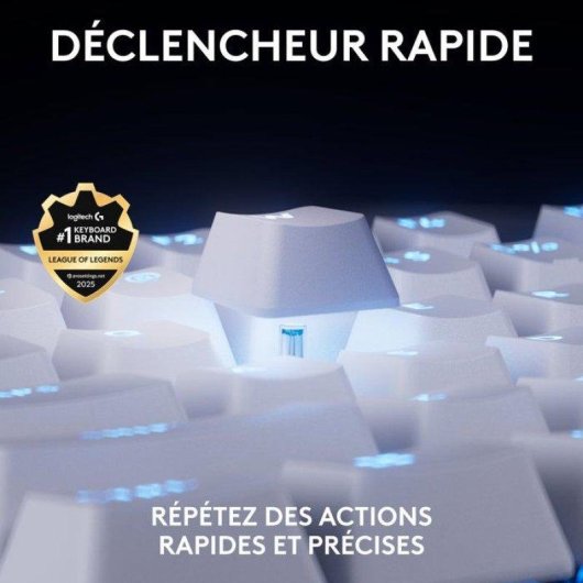 Clavier Logitech G Pro X TKL Rapid Magnétique AZERTY Blanc