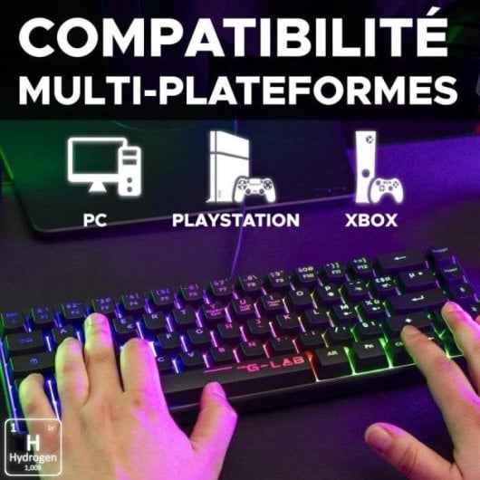 Teclado The G-Lab KEYZ-HYDROGEN/FR Gaming de membrana 60% preto FR