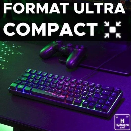 Teclado The G-Lab KEYZ-HYDROGEN/FR Gaming de membrana 60% preto FR