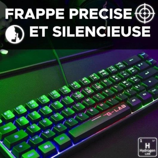Teclado The G-Lab KEYZ-HYDROGEN/FR Gaming de membrana 60% preto FR