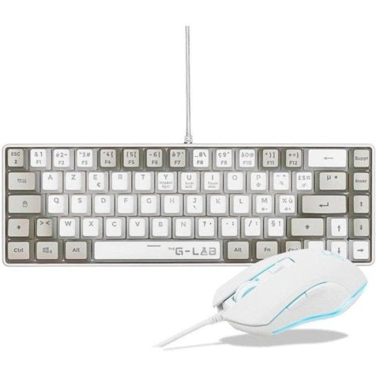Clavier The G-lab Hydrogen Combo AZERTY avec Souris Câblée Blanc/Gris