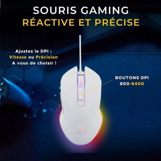 Clavier The G-lab Hydrogen Combo AZERTY avec Souris Câblée Blanc/Gris