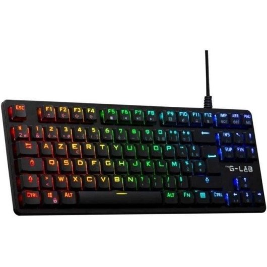 Teclado The G-lab KEYZ PLATI TKL mecanico perfil baixo RGB preto