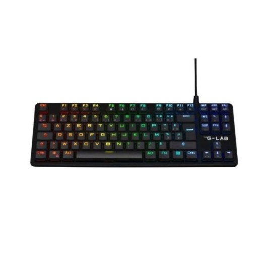 Teclado The G-lab KEYZ PLATI TKL mecanico perfil baixo RGB preto