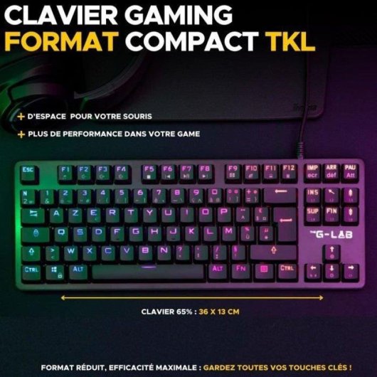 Teclado The G-lab KEYZ PLATI TKL mecanico perfil baixo RGB preto
