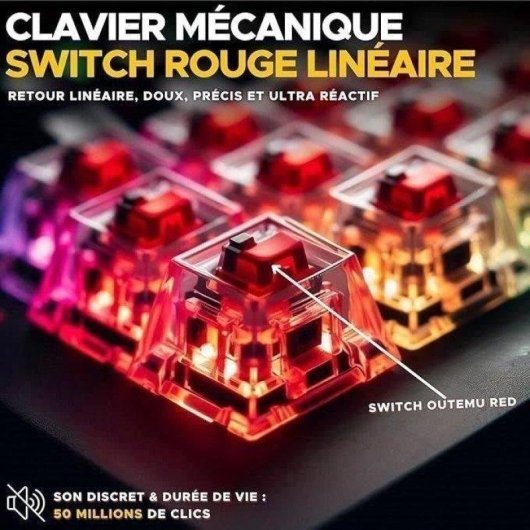 Clavier The G-lab Keyz Titan Magnétique Wireless RGB Azerty Blanc