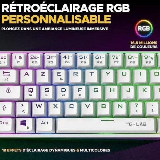 Clavier The G-lab Keyz Titan Magnétique Wireless RGB Azerty Blanc