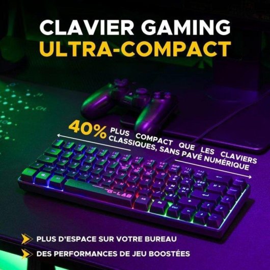 Pack Teclado y Ratón The G-Lab Hydrogen BKG Combo Gaming Negro AZERTY