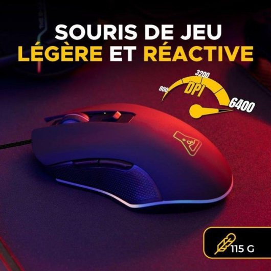 Pack Teclado y Ratón The G-Lab Hydrogen BKG Combo Gaming Negro AZERTY