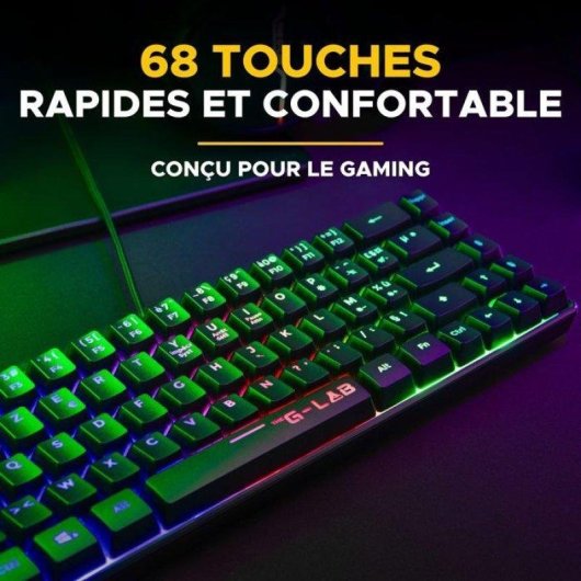 Pack Teclado y Ratón The G-Lab Hydrogen BKG Combo Gaming Negro AZERTY
