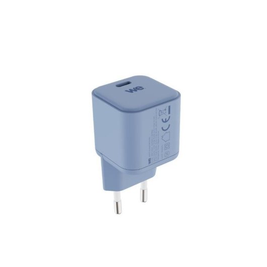 Chargeur secteur WE GaN 65W Power Delivery 3.0 USB-C avec câble 2m bleu