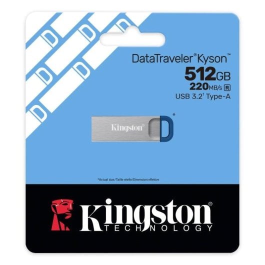 Unidad flash USB Kingston DataTraveler Kyson 512 GB 220 MB/s metálica