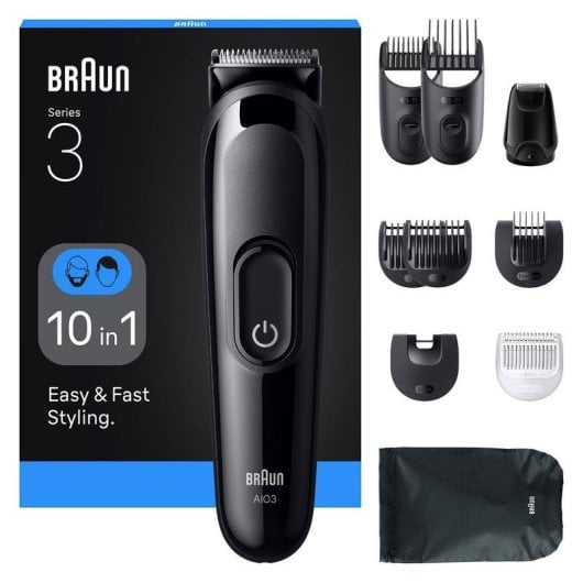 Cortapelos multifunción Braun AIO3560 inalámbrico 14 longitudes 50 min 5 peines