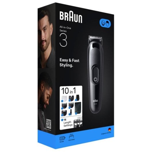 Cortapelos multifunción Braun AIO3560 inalámbrico 14 longitudes 50 min 5 peines