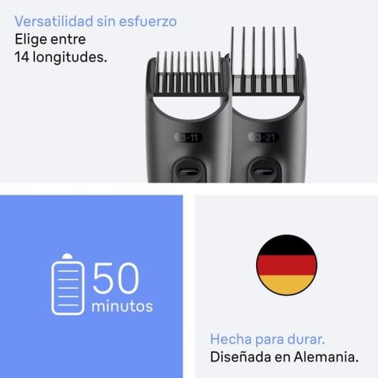 Cortapelos multifunción Braun AIO3560 inalámbrico 14 longitudes 50 min 5 peines