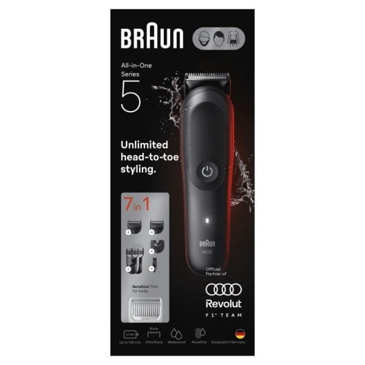 Maquina de cortar cabelo multifuncoes Braun AIO5520 sem fios 120min 14 comprimentos