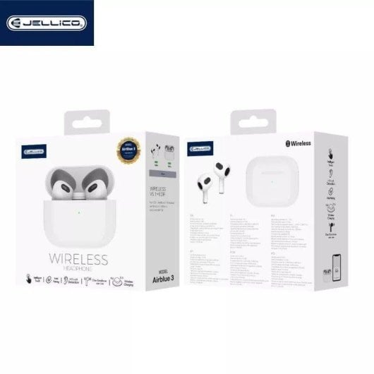 Ecouteurs Jellico AirBlue 3 sans fil Bluetooth 5.1 avec micro, blancs