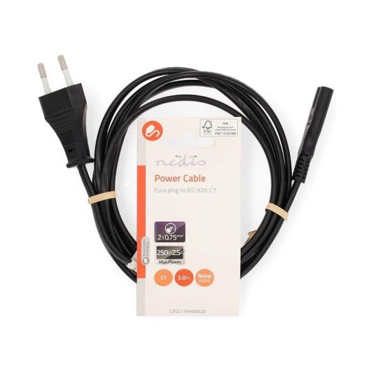 Cable d'alimentation Nedis CEGL11040BK20 2 m Noir