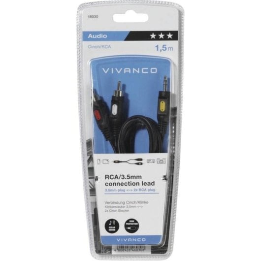 Cable de audio Vivanco 2 x RCA a 3,5 mm 1,5 m Negro