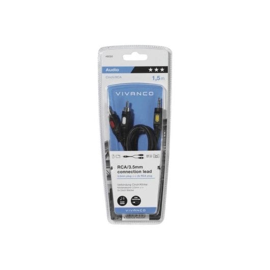 Cable de audio Vivanco 2 x RCA a 3,5 mm 1,5 m Negro
