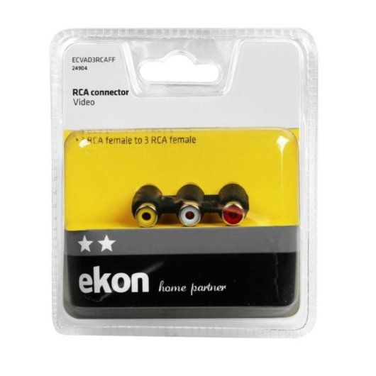 Adaptador de cabo de audio EKON ECVAD3RCAFF 3 x RCA femea Preto
