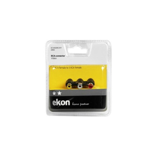 Adaptador de cabo de audio EKON ECVAD3RCAFF 3 x RCA femea Preto