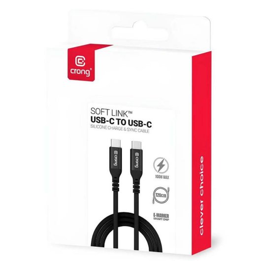 Kabel USB-C Crong Soft Link USB-C zu USB-C USB 3.2 Gen 2 100 W Schwarz 1,2 m