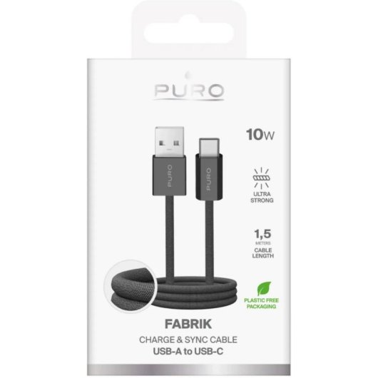 Cavo USB A a USB-C PURO 1,5 m USB 2.0 Grigio