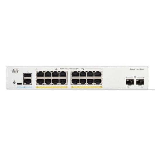 Conmutador Cisco Catalyst 1300 C1300-16FP-2G 16 Puertos PoE+ Gigabit + 2 SFP L2/L3