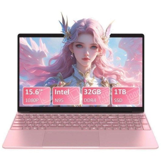 Ordinateur portable Auusda N95 15,6" Intel N95 32Go 1To SSD Intel UHD Windows 11 Pro Rose