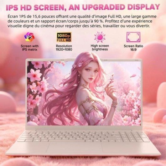 Ordinateur portable Auusda 15,6" Intel Celeron N5100 16Go 512Go SSD Intel UHD Windows 11 Pro