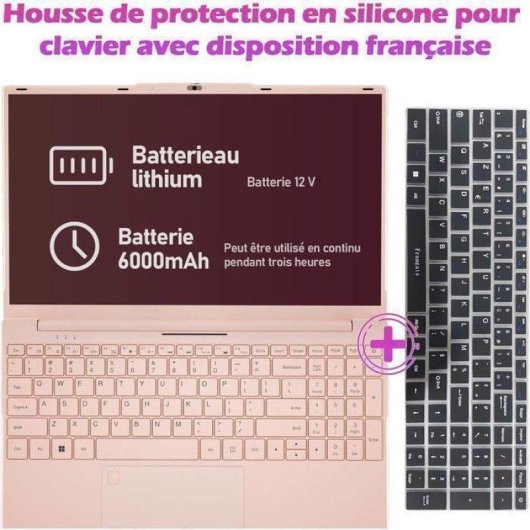 Ordinateur portable Auusda 15,6" Intel Celeron N5100 16Go 512Go SSD Intel UHD Windows 11 Pro