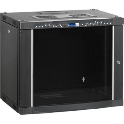 Bastidor de pared Ekivalan 9U 600 x 600 mm 60 kg Puerta de cristal con cerradura