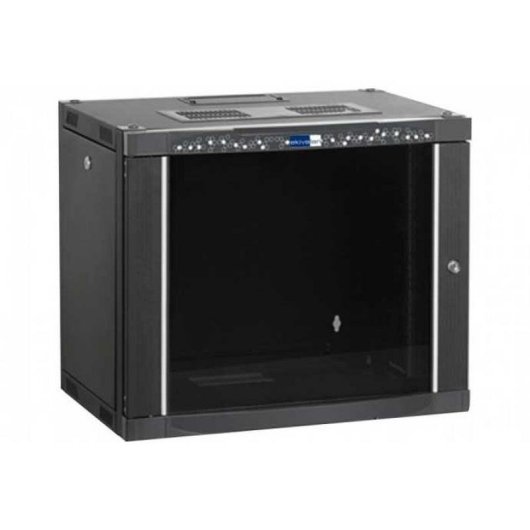Bastidor de pared Ekivalan 9U 600 x 600 mm 60 kg Puerta de cristal con cerradura