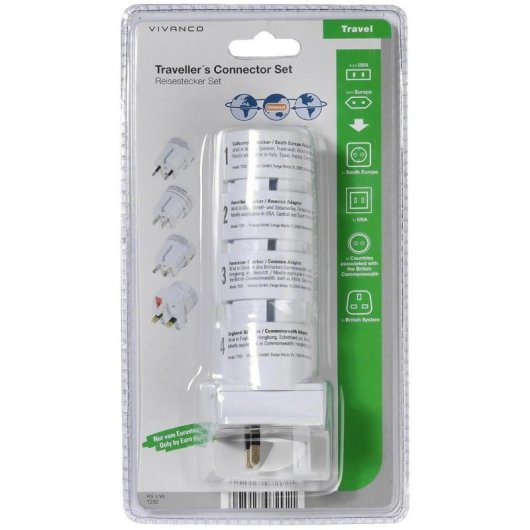 Adaptador de viagem universal Vivanco VVELTRAVCONNSETW branco 4 peças