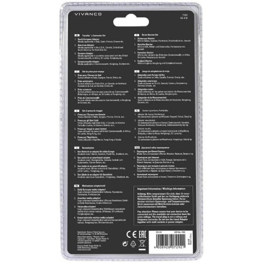 Adaptador de viagem universal Vivanco VVELTRAVCONNSETW branco 4 peças