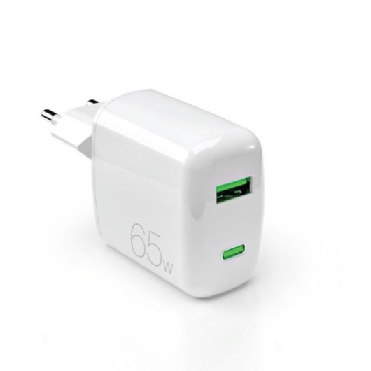 Carregador PURO 65W GaN USB-C USB-A Branco