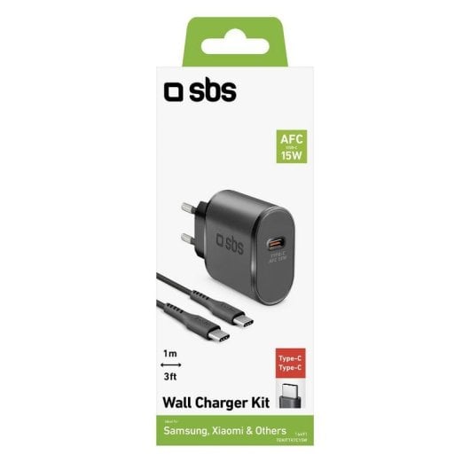 Ladegerät SBS TEKITTRTC15W USB-C 15W Schnellladung 1m Schwarz