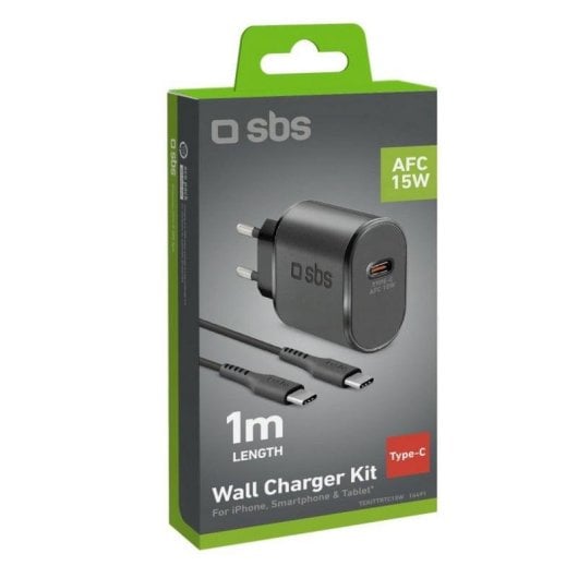 Ladegerät SBS TEKITTRTC15W USB-C 15W Schnellladung 1m Schwarz