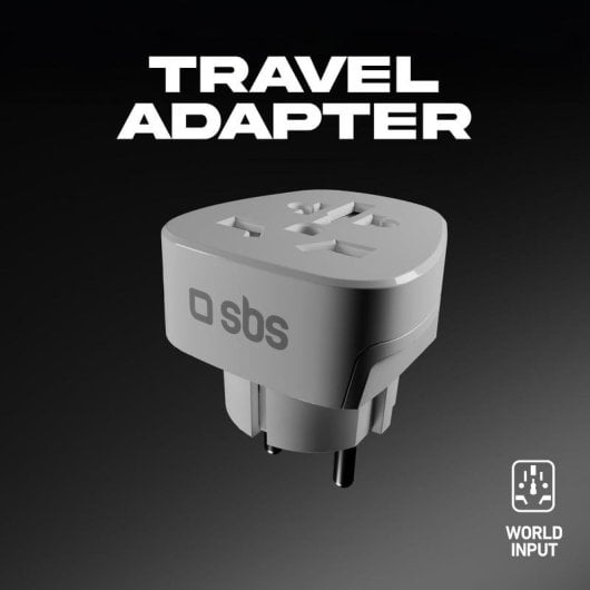 Adaptador de viagem SBS Universal 100-250 V 2500 W Branco Compacto