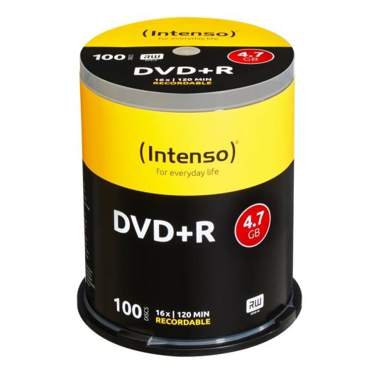 DVD+R Intenso 16x 4,7 GB Cakebox 120 mm 100 pezzi