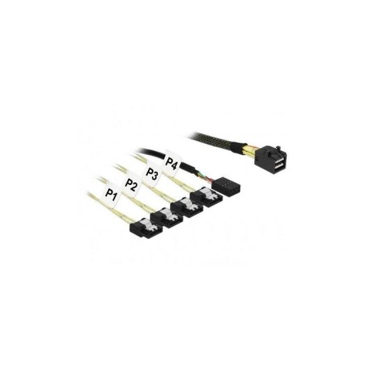 Cable DeLOCK SFF-8643 4 x SATA 7p Multicolor 0,5 m