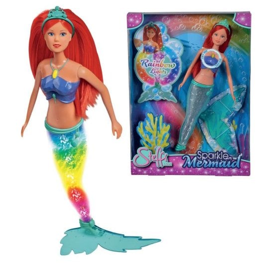 Poup ee SIMBA Steffi Love Sparkle Mermaid 29 cm Lumiere Arc-en-Ciel