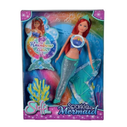 Poup ee SIMBA Steffi Love Sparkle Mermaid 29 cm Lumiere Arc-en-Ciel