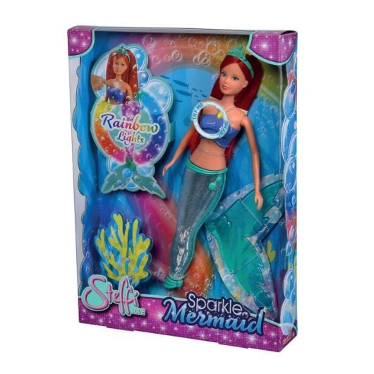 Poup ee SIMBA Steffi Love Sparkle Mermaid 29 cm Lumiere Arc-en-Ciel