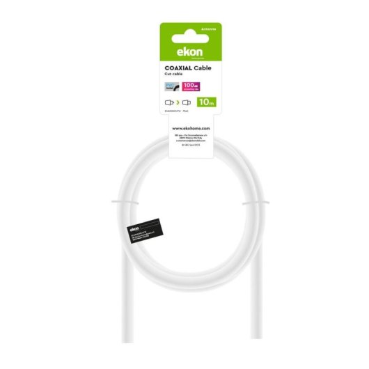 Câble antenne coaxial Ekon 10 m Blanc Connexion mâle-femelle