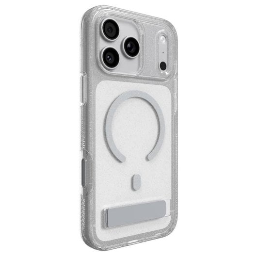 Coque ZAGG Milan Snap pailletée argentée avec support pour iPhone 18 Pro Max/17 Pro Max