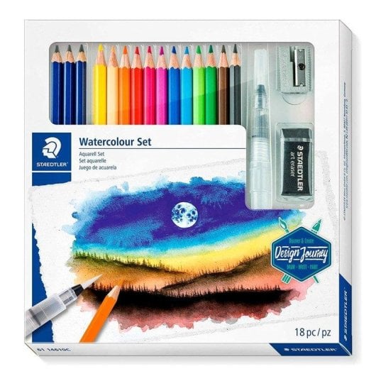 Lápices de colores acuarelables Staedtler Design Journey Set Creativo 18 piezas