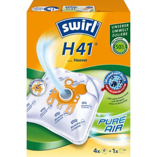 Sacchetto Aspirapolvere Swirl H 41 AirSpace MicroPor Plus per Hoover 4 Pezzi